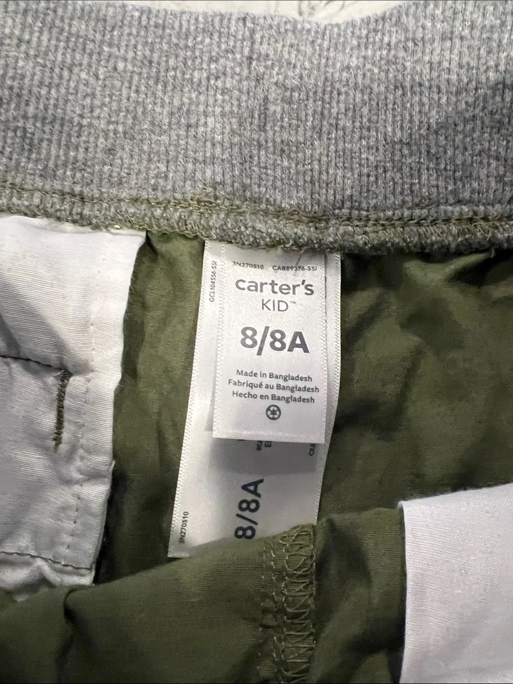 Boy’s Olive Green Cargo Shorts with Elastic Waist